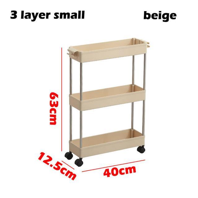 3/4 Tiers Slim Organizer Cart with Wheels for Narrow Space